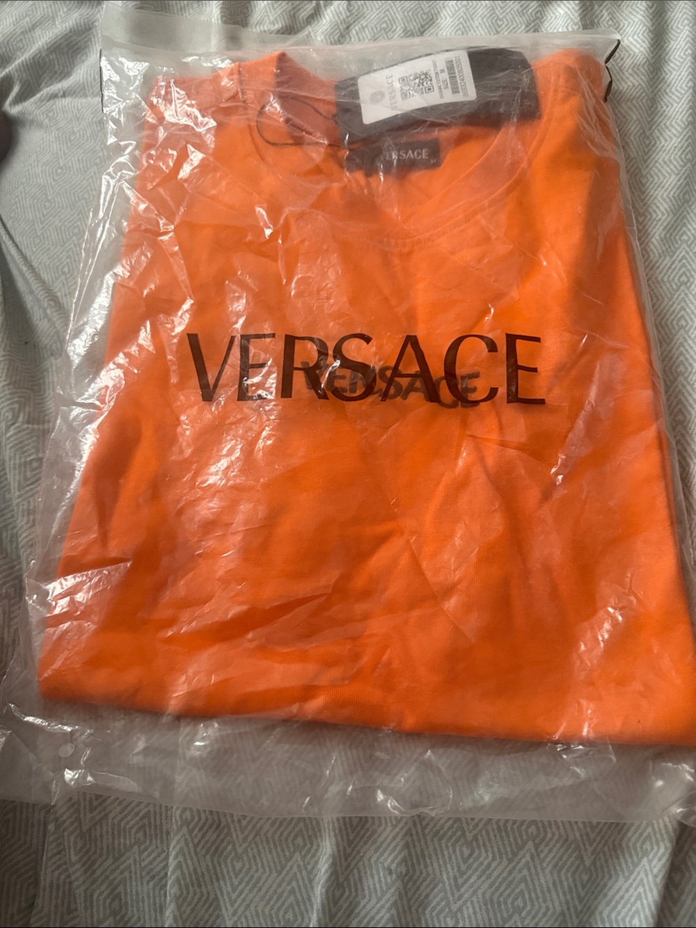 Versace Orange Short-Sleeve Logo Tee